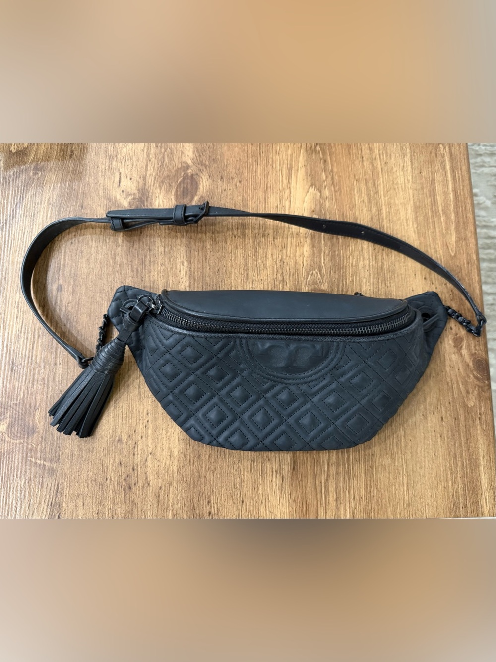 Tory Burch Black Quilted Leather Crossbody Belt Bag